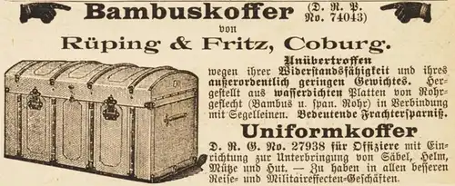 10 x Original-Werbung/ Anzeige 1895 bis 1899 - KOFFER / REISETASCHEN - UNTERSCHIEDLICHE GRÖSSEN