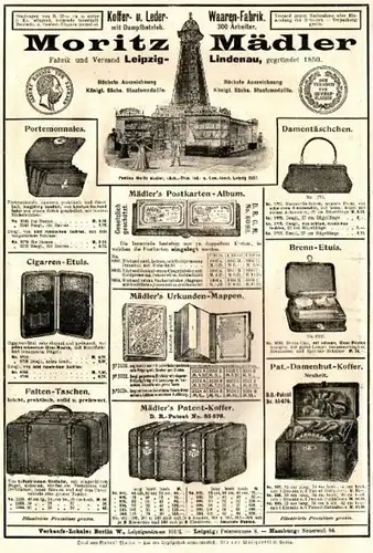 10 x Original-Werbung/ Anzeige 1895 bis 1899 - KOFFER / REISETASCHEN - UNTERSCHIEDLICHE GRÖSSEN