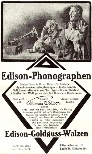 10 x Original-Werbung/ Anzeige 1895 bis 1912 - EDISON PHONOGRAPHEN - UNTERSCHIEDLICHE GRÖSSEN