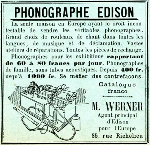 10 x Original-Werbung/ Anzeige 1895 bis 1912 - EDISON PHONOGRAPHEN - UNTERSCHIEDLICHE GRÖSSEN