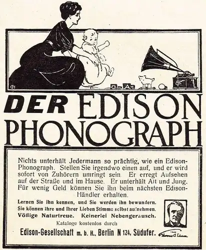 10 x Original-Werbung/ Anzeige 1895 bis 1912 - EDISON PHONOGRAPHEN - UNTERSCHIEDLICHE GRÖSSEN