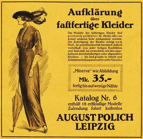 10 x Original-Werbung/ Anzeigen 1909 bis 1914 - POLICH''''S FASTFERTIGE KLEIDER - LEIPZIG - VERSCHIEDENE GRÖSSEN