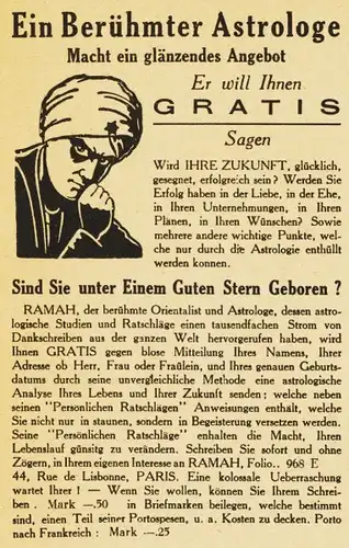 10 x Original-Werbung/ Anzeige 1899 bis 1950 - ESOTERIK / WAHRSAGER/ HYPNOSE U.Ä. / UNTERSCHIEDLICHE GRÖSSEN