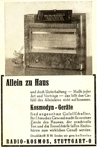 10 x Original-Werbung/ Anzeige 1928 bis 1939 - KOSMOS / KOSMODYN RADIOS - UNTERSCHIEDLICHE GRÖSSEN