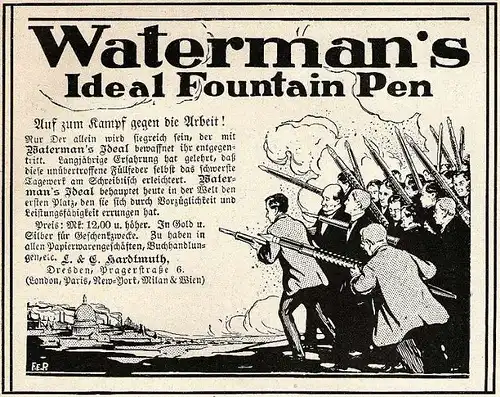 10 x Original-Werbung/ Anzeige 1897 bis 1911 - WATERMAN''''S PEN / FÜLLFEDERHALTER / VERSCHIEDENE GRÖSSEN