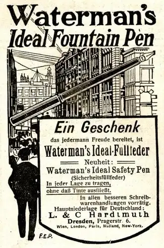 10 x Original-Werbung/ Anzeige 1897 bis 1911 - WATERMAN''''S PEN / FÜLLFEDERHALTER / VERSCHIEDENE GRÖSSEN