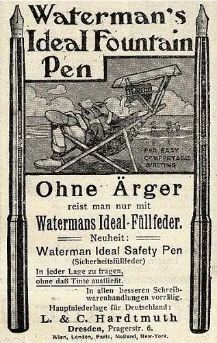 10 x Original-Werbung/ Anzeige 1897 bis 1911 - WATERMAN''''S PEN / FÜLLFEDERHALTER / VERSCHIEDENE GRÖSSEN