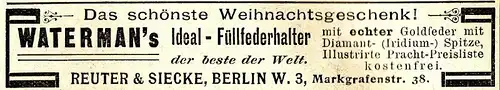 10 x Original-Werbung/ Anzeige 1897 bis 1911 - WATERMAN''''S PEN / FÜLLFEDERHALTER / VERSCHIEDENE GRÖSSEN