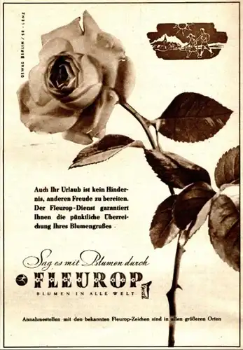 10 x Original-Werbung / Anzeigen 1942 BIS 1966 - FLEUROP - verschiedene Größen