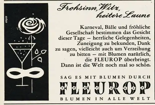 10 x Original-Werbung / Anzeigen 1942 BIS 1966 - FLEUROP - verschiedene Größen