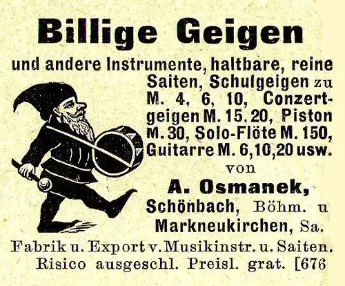 10 x Original-Werbung/ Anzeige 1893 bis 1920 - MUSIKINSTRUMENTE AUS MARKNEUKIRCHEN - UNTERSCHIEDLICHE GRÖSSEN