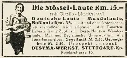 10 x Original-Werbung/ Anzeige 1890 bis 1931 - MUSIK /  MUSIKINSTRUMENTE AUS STUTTGART - UNTERSCHIEDLICHE GRÖSSEN