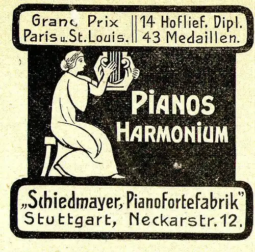 10 x Original-Werbung/ Anzeige 1890 bis 1931 - MUSIK /  MUSIKINSTRUMENTE AUS STUTTGART - UNTERSCHIEDLICHE GRÖSSEN