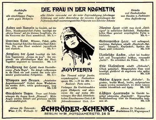 10 x Original-Werbung / Anzeigen 1909-1924 - KOSMETIK SCHRÖDER-SCHENKE - BERLIN - UNTERSCHIEDLICHE GRÖSSEN