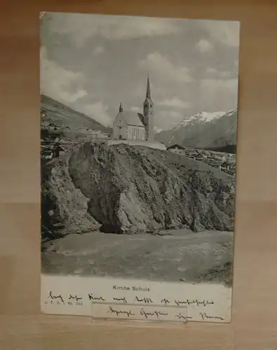 AK Schweiz Kirche Schuls Graubünden1907 Engadin Scuol