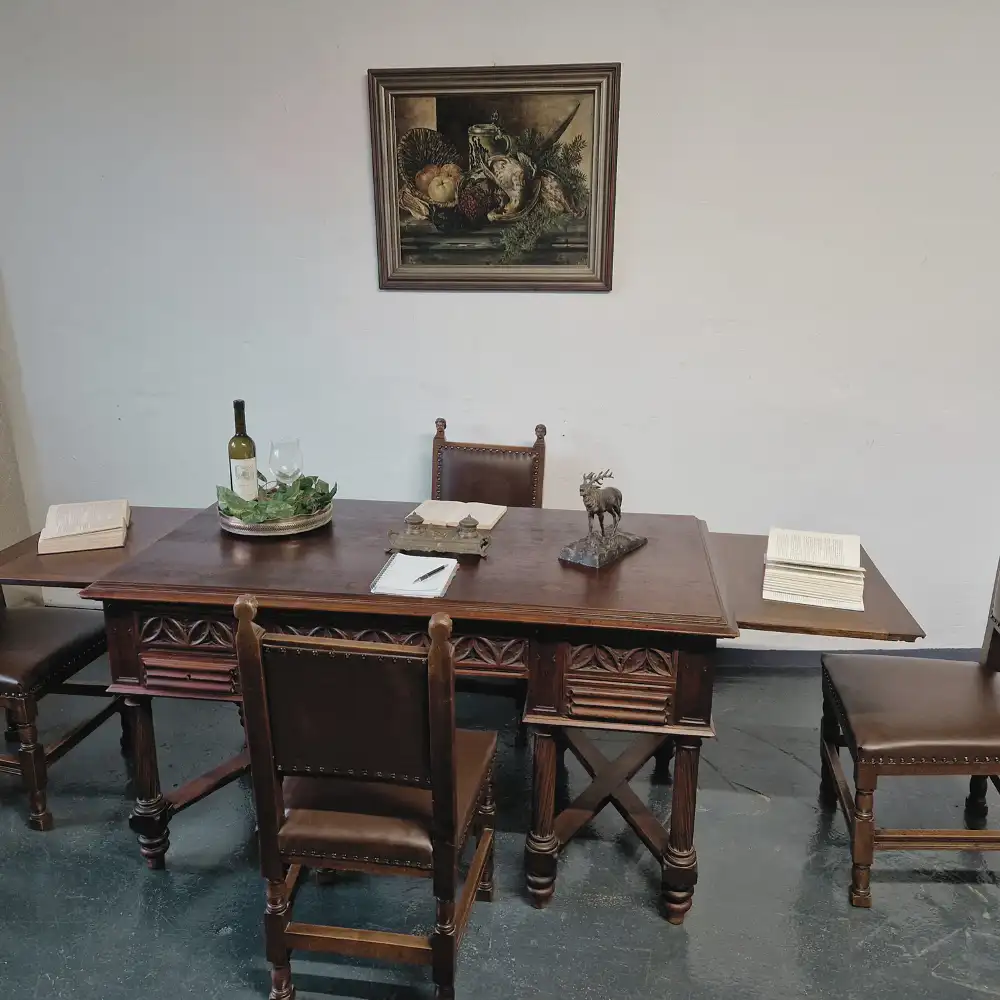 Antiker gotischer Doppelschreibtisch von Mercier Frères, Paris – 19. Jahrhundert 2