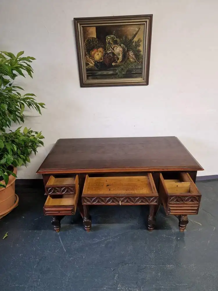 Antiker gotischer Doppelschreibtisch von Mercier Frères, Paris – 19. Jahrhundert 7