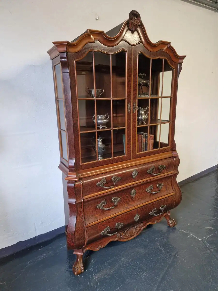Antike Barock Vitrine Holland Tatzenfüße Schnitzereien 18. Jh. 5