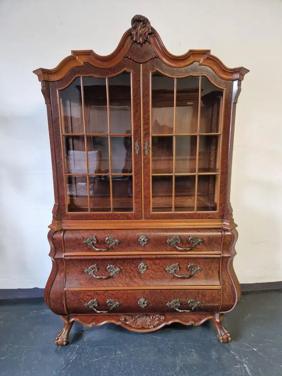 Antike Barock Vitrine Holland Tatzenfüße Schnitzereien 18. Jh. 8
