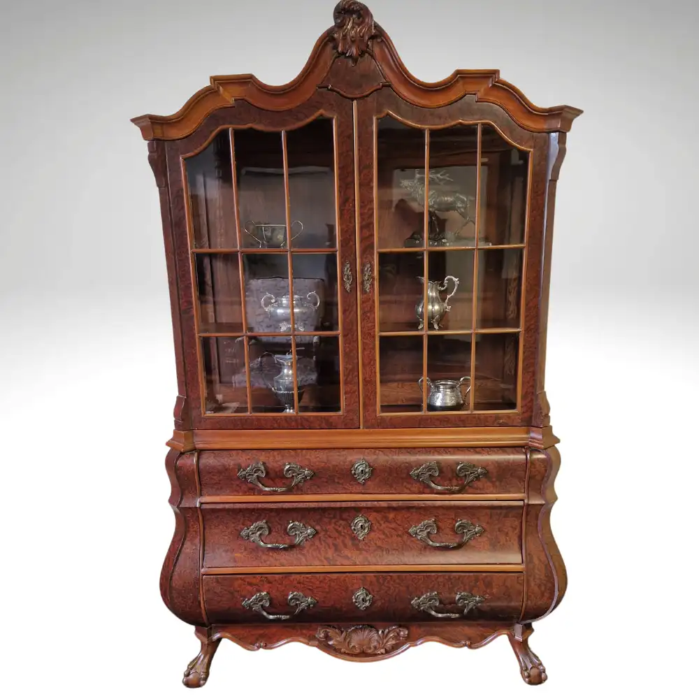 Antike Barock Vitrine Holland Tatzenfüße Schnitzereien 18. Jh. 9