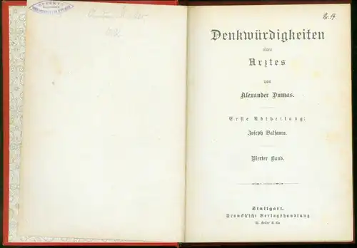 Alexander Dumas - Denkwürdigkeiten eines Arztes
