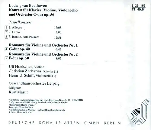 CD Beethoven - Konzert für Klavier, Violine, Violoncello und Orchester