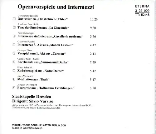 CD Opernvorspiele und Intermezzi