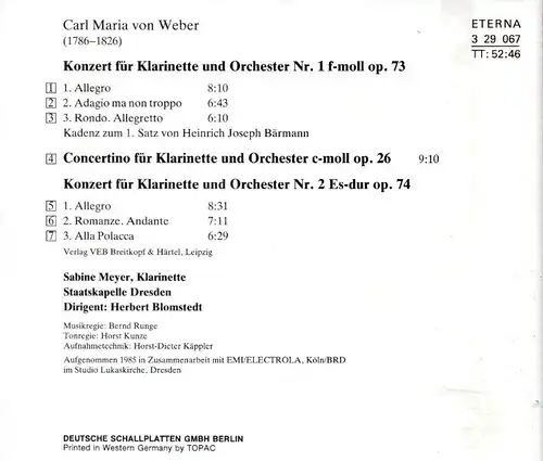 CD Weber - Klarinettenkonzerte