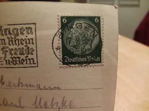 Alte AK 
Koblenz, Das Deutsche Eck,
gelaufen, mit Marke, gestempelt 17.08.1936