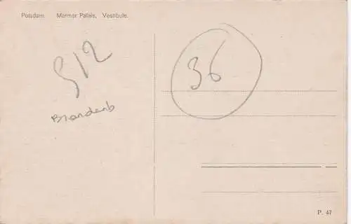 [Ansichtskarte] Potsdam. Marmor Palais. Vestibule. 