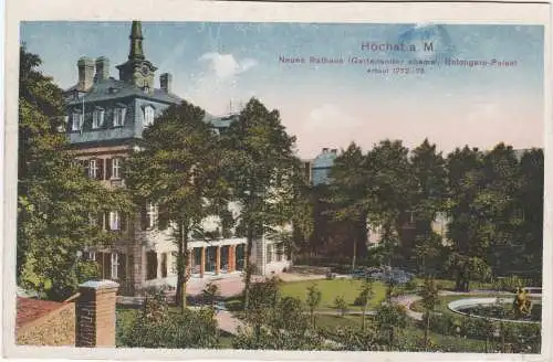 [Ansichtskarte] Höchst a. M. - Neues Rathaus (Gartenseite) ehemal Bolongaro-Palast erbaut 1772-75 - 1920 !!!. 