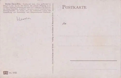 [Ansichtskarte] Ruine Ehrenfels - Rüdesheim am Rhein. 