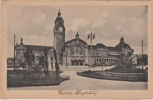 [Ansichtskarte] Wiesbaden, Hauptbahnhof. 