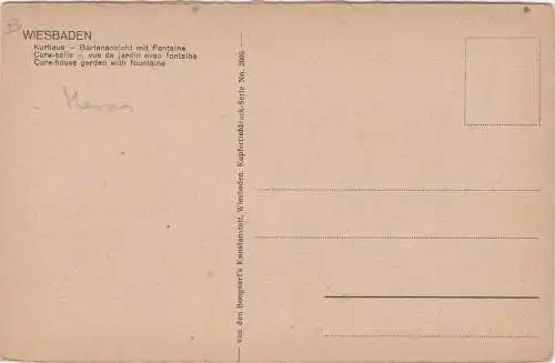 [Ansichtskarte] WIESBADEN - Kurhaus - Gartenansicht mit Fontaine. 