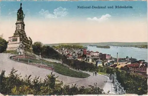 [Ansichtskarte] National-Denkmal und Rüdesheim - 1934. 