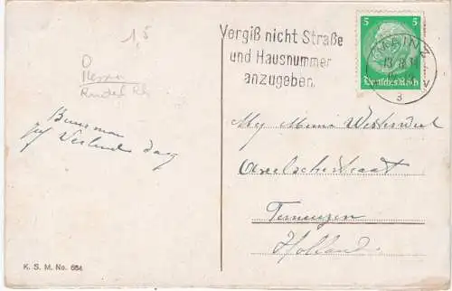 [Ansichtskarte] National-Denkmal und Rüdesheim - 1934. 