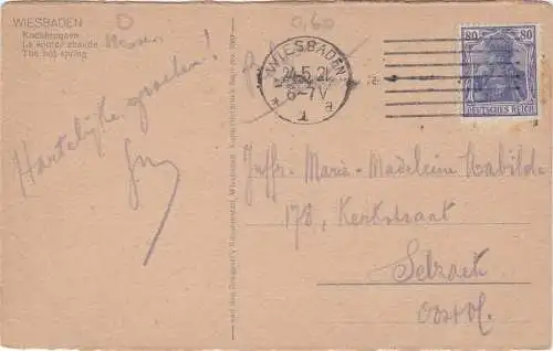 [Ansichtskarte] WIESBADEN - Kochbrunnen - 1921 !!!. 