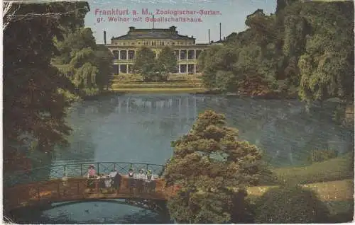 [Ansichtskarte] Frankfurt a.M., Zoologischer-Garten, gr. Welher mit Gesellschaftshaus - 1920 !!!. 