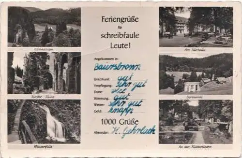 [Ansichtskarte] Feriengrüsse für schreibfaule Leute ! ALLERHEILIGEN, nördl. Hochschwarzwald, 620-900 m ü.M. - 1953. 