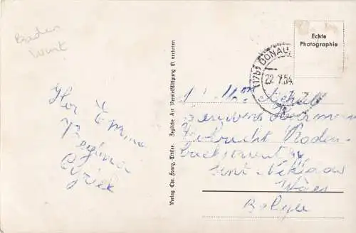 [Ansichtskarte] Donaueschingen, 700 m ü.M., Donauquelle - 1954. 