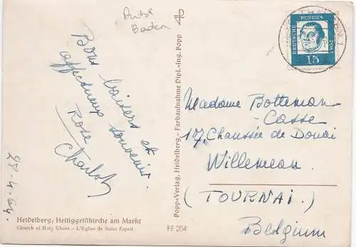 [Ansichtskarte] Heidelberg, Heiliggeistkirche am Markt - 1964. 