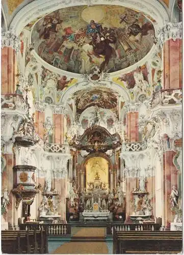 [Ansichtskarte] Basilika Birnau, das Barockjuwel am Bodensee, 18. Jhdt. v. Baumeister Peter Thumb und Bildhauer Feuchtmayer. 