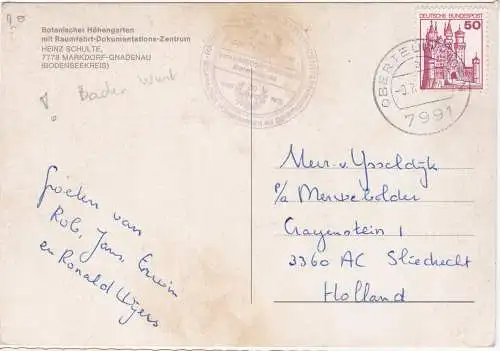 [Ansichtskarte] Botanischer Höhengarten mit Raumfahrt-Dokumentations-Zentrum - HEINZ SCHULTE - 7778 MARKDORF-GNADENAU - 1979. 