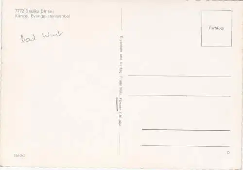 [Ansichtskarte] 7772 Basilka Birnau - Kanzel, Evangelistensymbol. 