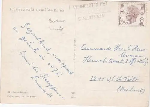 [Ansichtskarte] Schwarzwald-Gemälde-Reihe - Ria Kolle-Rückert - Höhenweg bei St. Peter - 1967. 