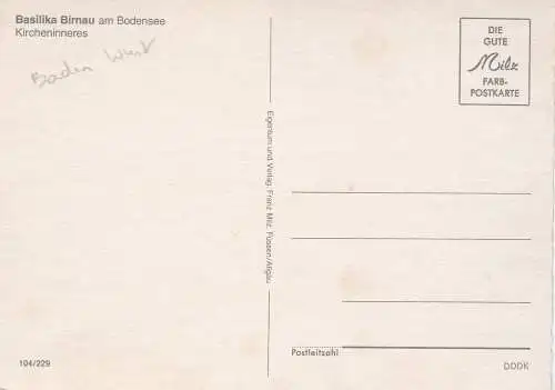 [Ansichtskarte] Basilika Birnau am Bodensee - Kircheninneres. 