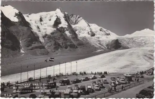 [Ansichtskarte] Parkplatz Freiwandeck 2368m mit Grossglockner 3798m Johannisberg 3460m und Pasterzen-Gletscher - 1959. 