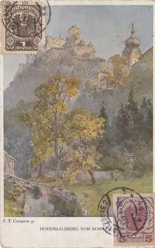 [Ansichtskarte] Hohensalzburg von Nonntal - E.T. Compton p. - 1921 !. 
