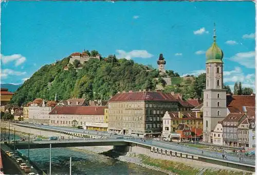 [Ansichtskarte] Graz, Steiermark - Blick zum Schlossberg vom Hotel Weitzer - 1970. 