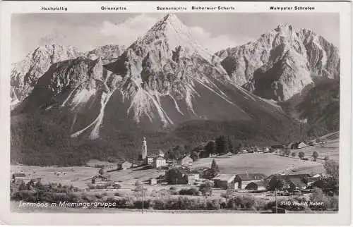 [Ansichtskarte] Lermoos m Miemingergruppe - 1941 - Hochplattig  -  Griesspitze - Sonnenspitze - Bieberwier Scharte - Wampeter Schrofen. 